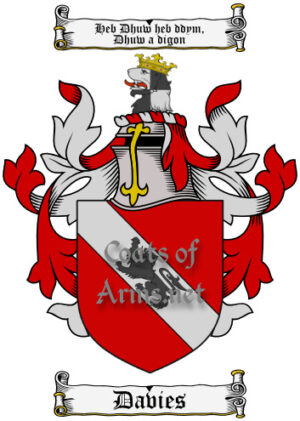 Davies (Welsh) Ancient Surname Coat of Arms (Family Crest) Image Download