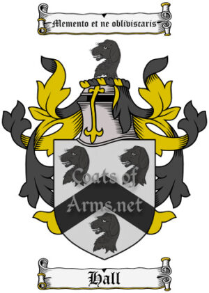 Hall (English) Ancient Surname Coat of Arms (Family Crest) Image Download