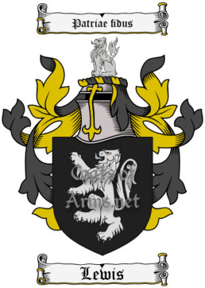 Lewis (Welsh) Ancient Surname Coat of Arms (Family Crest) Image Download