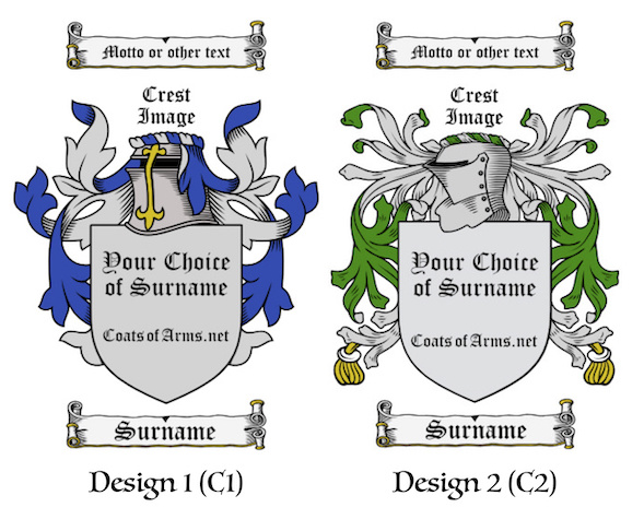 Your Choice of Surname Coats of Arms Digital Images