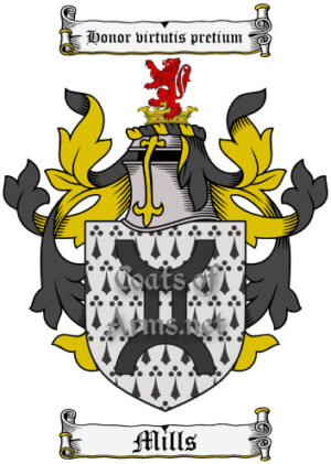 Mills (English) Ancient Surname Coat of Arms (Family Crest) Image Download