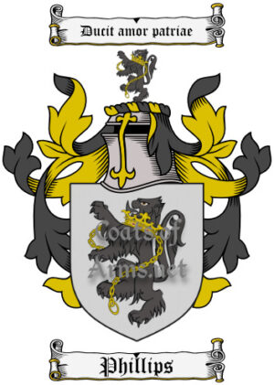 Phillips (Welsh) Ancient Surname Coat of Arms (Family Crest) Image Download