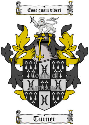 Turner (English) Ancient Surname Coat of Arms (Family Crest) Image Download