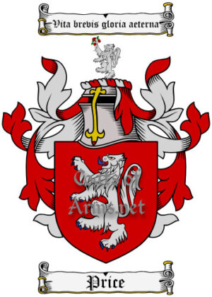 Price (Welsh) Ancient Surname Coat of Arms (Family Crest) Image Download
