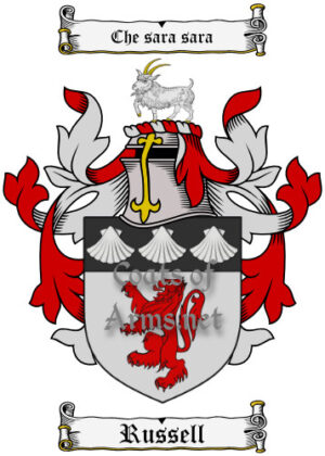Russell (English) Ancient Surname Coat of Arms (Family Crest) Image Download