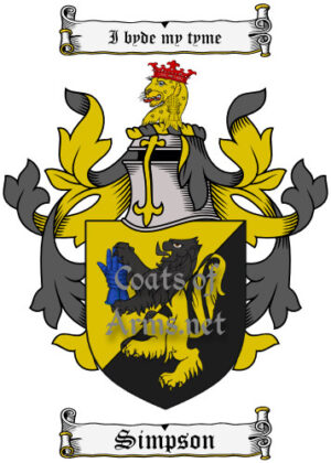 Simpson (English) Ancient Surname Coat of Arms (Family Crest) Image Download